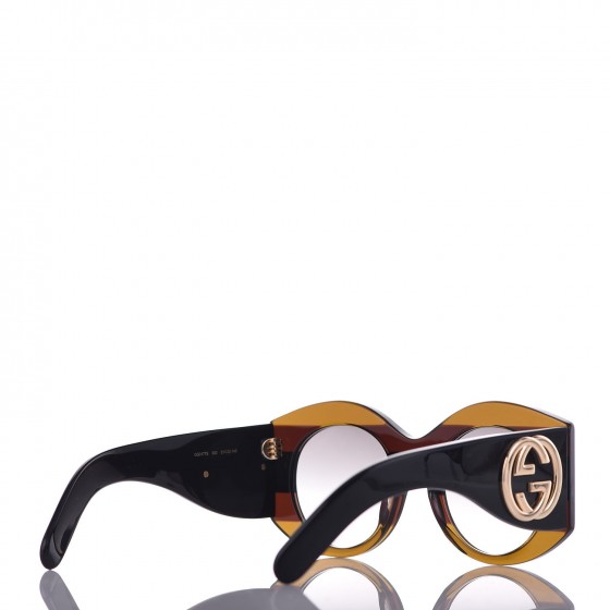 GUCCI Acetate Round Frame Sunglasses GG 0177S Brown 315597