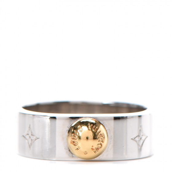 LOUIS VUITTON Brass Monogram Engraved Nanogram Ring M