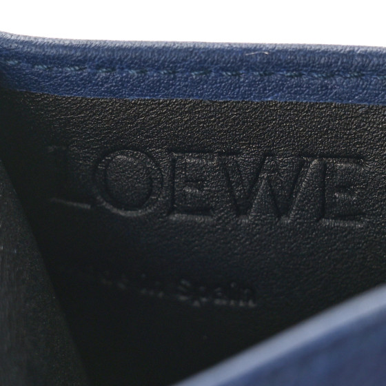 LOEWE Calfskin Embossed Anagram Cardholder Navy Blue 1411081