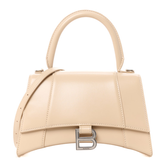 ショルダーバッグ・ポシェット BALENCIAGA HOURGLASS HANDBAG SMALL BEIGE SHINY BOX CALFSKIN BALENCIAGA Shiny Box Calfskin Small Hourglass Top Handle Bag
