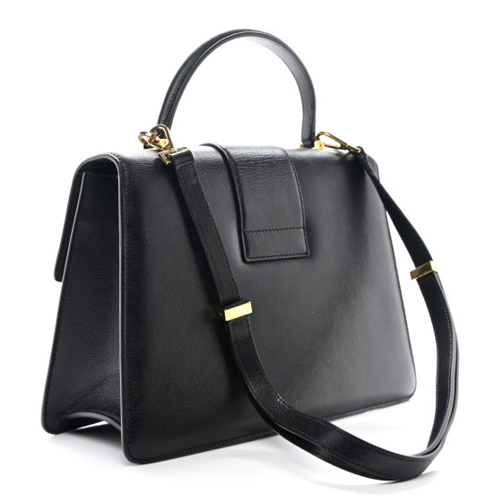 TOM FORD Shiny Goatskin Medium 001 Top Handle Bag Black