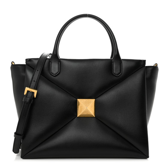 VALENTINO GARAVANI Nappa Medium One Stud Handbag Black