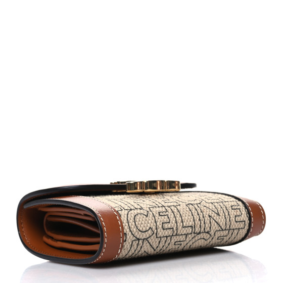 CELINE Textile Calfskin All Over Print Small Triomphe Wallet