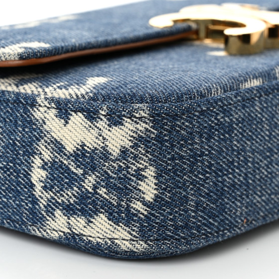 【CELINE】Celine Triomphe Chain Bag（navy）★ショルダー CELINE Denim Triomphe Chain Shoulder Bag Navy Tan 1377887