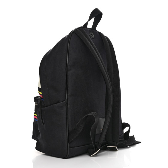 SAINT LAURENT Nylon Twill Dinosaur Print City Backpack Black
