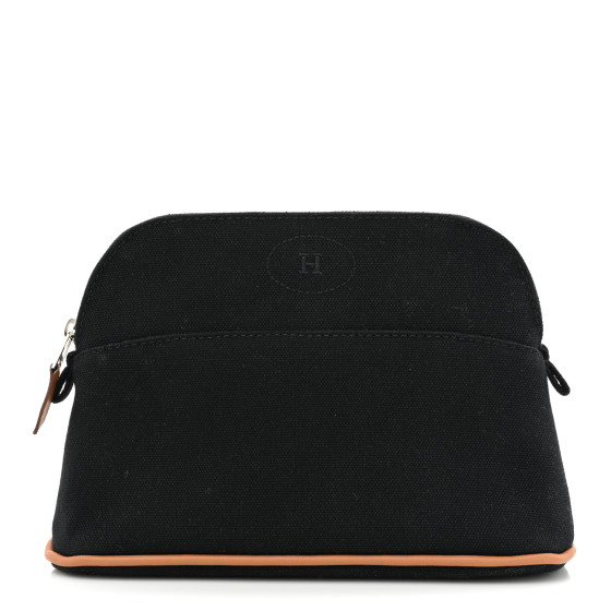 HERMES トラベルケース ブラック キャンバス HERMES Cotton Canvas Mini Bolide Travel Cosmetic Pouch Black