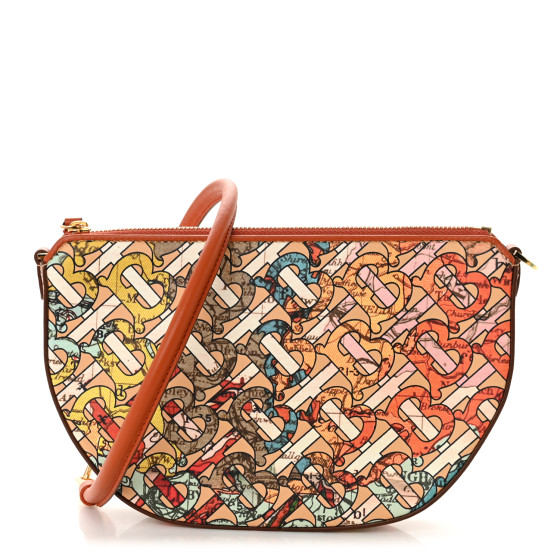 【関税&送料込】Burberry Printed Canvas Shoulder Bag BURBERRY Canvas Map TB Print Small Olympia Shoulder Bag