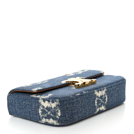 【CELINE】Celine Triomphe Chain Bag（navy）★ショルダー CELINE Denim Triomphe Chain Shoulder Bag Navy Tan 1377887