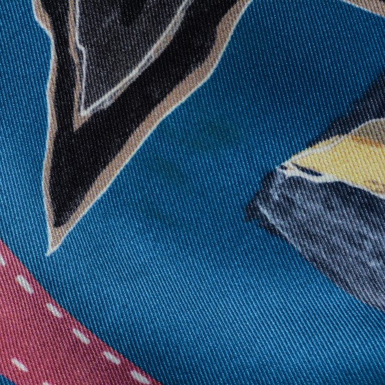 HERMES Silk J'Aime Mon Carre Scarf 70 Cobalt Rose Blue Jean