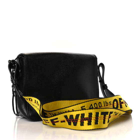 OFF-WHITE Calfskin Diag Flap Bag Black White 1267802