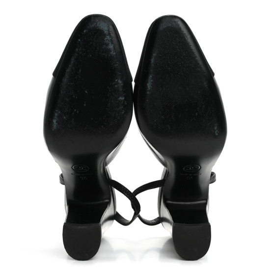 CHANEL Lambskin Grosgrain Cap Toe CC Slingback Pumps 36