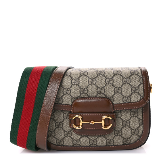 GUCCI GG Supreme Monogram Azalea Calfskin Web Mini Horsebit