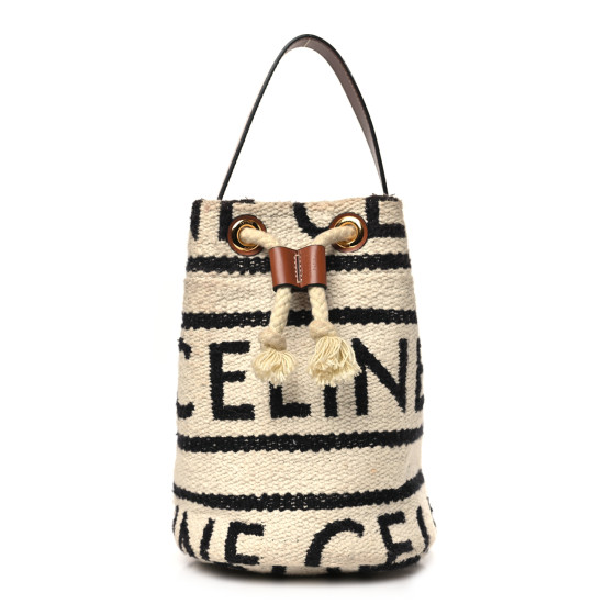 CELINE ストライプ柄テキスタイルのタイポーチ CELINE Textile Striped Logo Thais Pouch Sienna 1463493