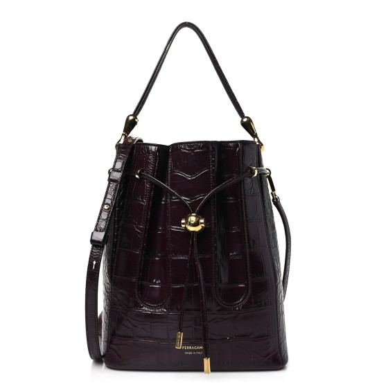 【関税&送料込】Ferragamo Leather Bucket Bag With l Deta Vintage Preowned Salvatore Ferragamo Black Leather Bucket