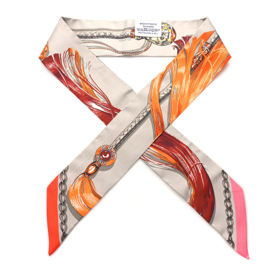 エルメス Twilly Hermes Parade (Marron / Gris / Orange) HERMES Silk Parade CG Twilly Marron Gris Orange 1523390