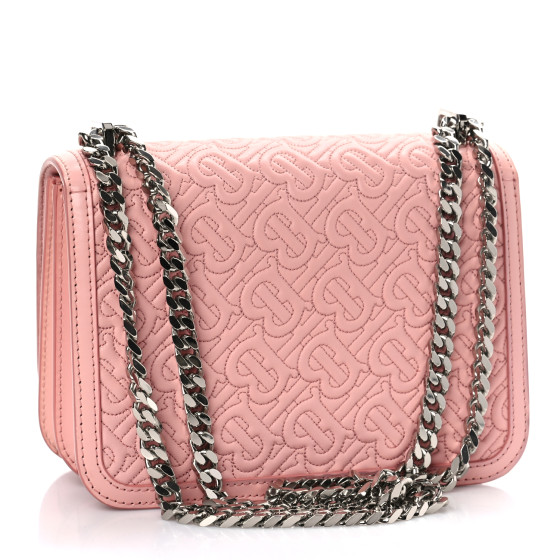 BURBERRY Calfskin Monogram Embossed Small TB Chain Bag Blush