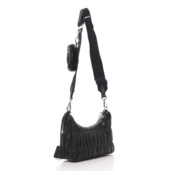 PRADA Nappa Gaufre Re-Edition 2005 Shoulder Bag Black 608074