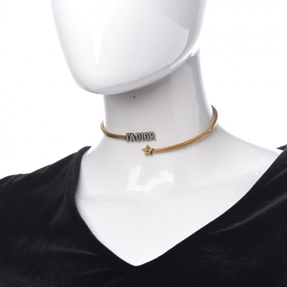 CHRISTIAN DIOR Metal J'Adior Logo Choker Necklace Antique