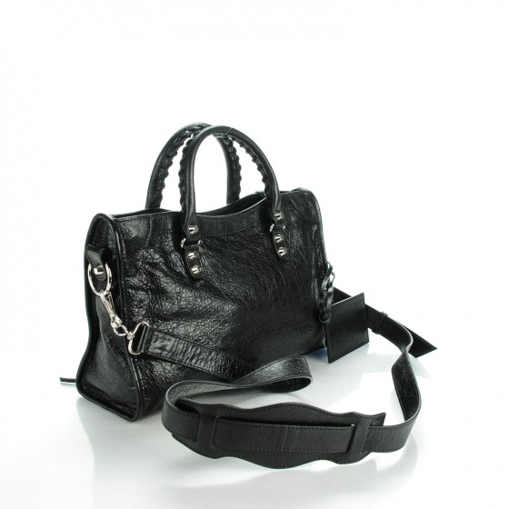 BALENCIAGA Agneau Classic Silver Hardware S City Black