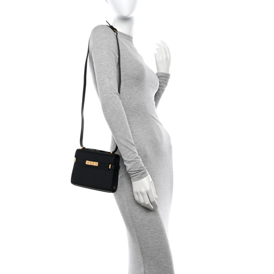 SAINT LAURENT Smooth Calfskin Mini Manhattan Shoulder Bag Black