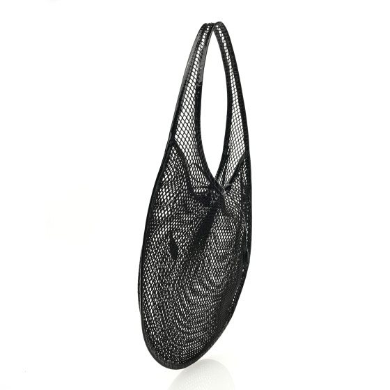 ALAIA Fishnet Patent Calfskin Medium One Piece Bag Black