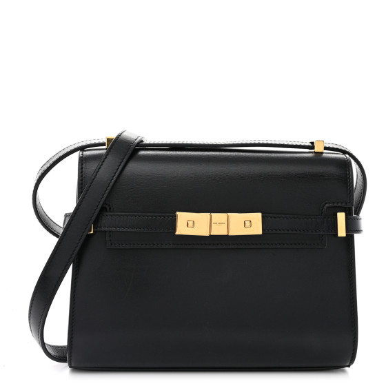 SAINT LAURENT Smooth Calfskin Mini Manhattan Shoulder Bag Black
