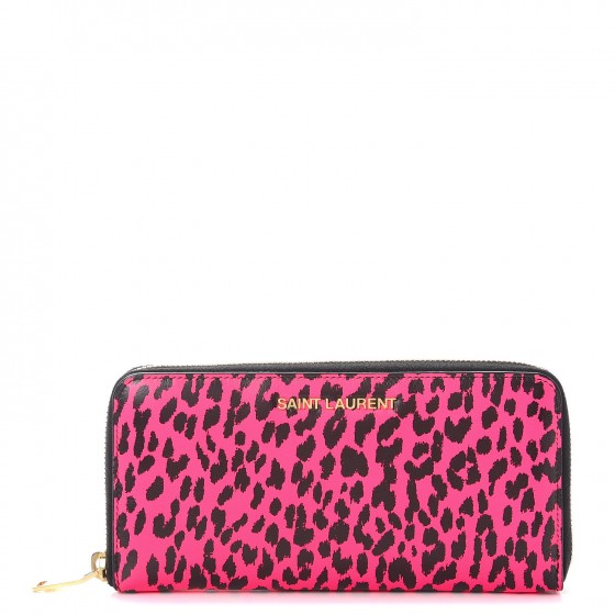 SAINT LAURENT Calfskin Printed Leopard Classic Letters Zip