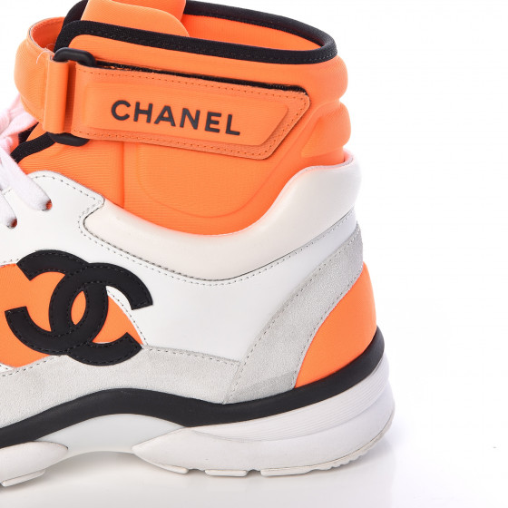 CHANEL Suede Calfskin Lambskin Neoprene High Top CC Sneakers