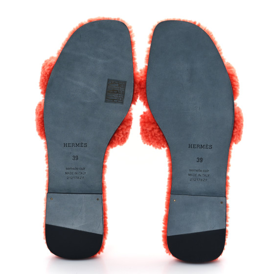 HERMESオレンジ フェルト　used HERMES Woolskin Oran Sandals 39 Orange 1666662 | FASHIONPHILE