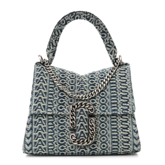 セール☆MARC JACOBS THE MONOGRAM DENIM ST MARC TOP HANDLE MARC JACOBS The Washed Monogram Denim St. Marc Top Handle