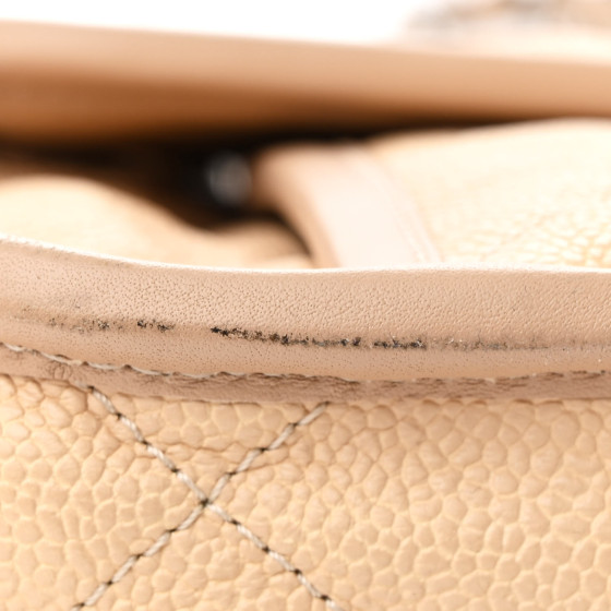 CHANEL Caviar Quilted Large French Riviera Flap Beige