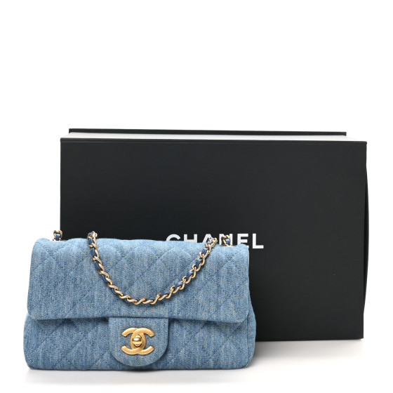【CHANEL】Quilted Mini Rectangular denim Caviar★ショルダー CHANEL Denim Quilted Mini Rectangular Flap Dark Blue 1636478