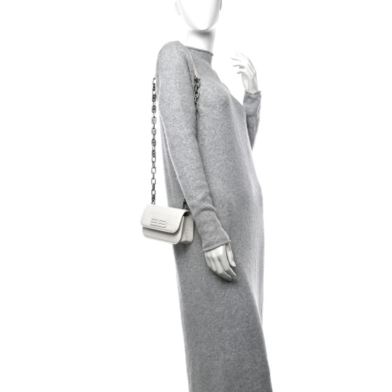 【BALENCIAGA】クロコエンボス ショルダーバッグ S ホワイト BALENCIAGA Extra Supple Calfskin Crocodile Embossed Gossip