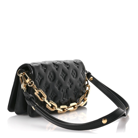 LOUIS VUITTON Lambskin Embossed Monogram Pochette Coussin
