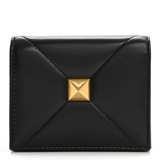 【VALENTINO】ROMAN STUD WALLET Small Nappa Roman Stud Wallet for Woman in Black | Valentino US