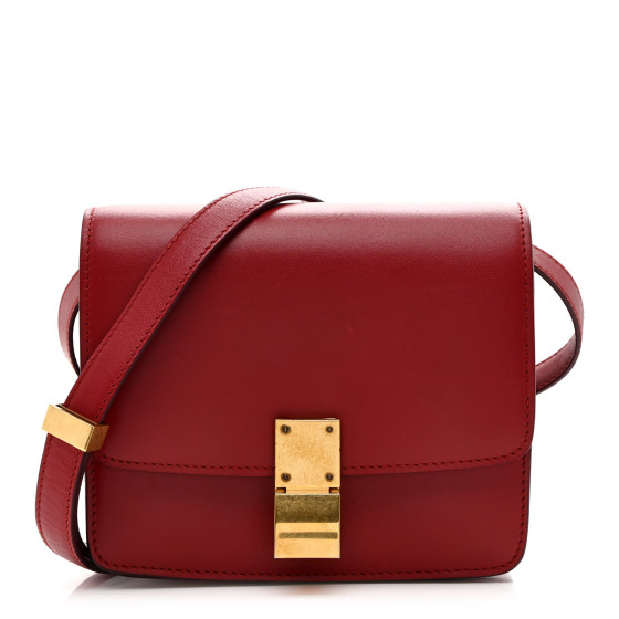 CELINE Smooth Calfskin Small Classic Box Flap Bag Red