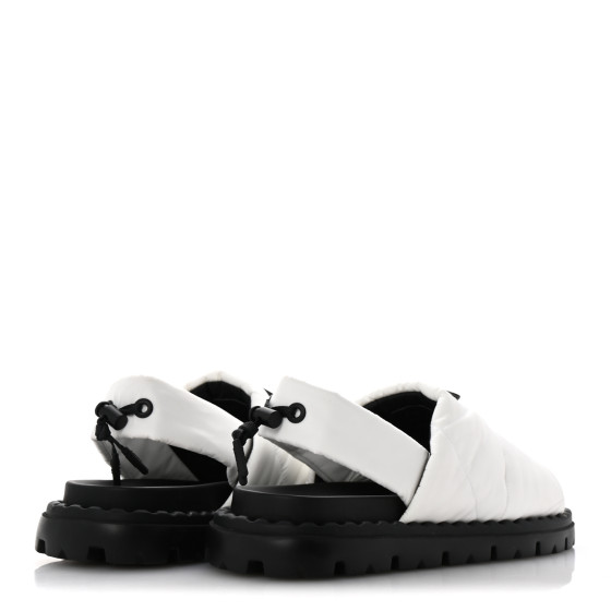 サンダル・ミュール PRADA Logo slingback PRADA Nylon Triangle Logo Padded Slingback Sandals 38 White