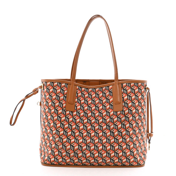 MCM Visetos Medium Liz Reversible Shopper Tote Cognac