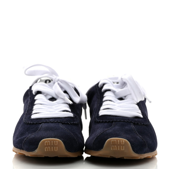 MIU MIU Suede Womens Low Top Sneakers 39 Bleu 1672141