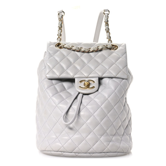 CHANEL Calfskin Quilted Small Urban Spirit Backpack Grey