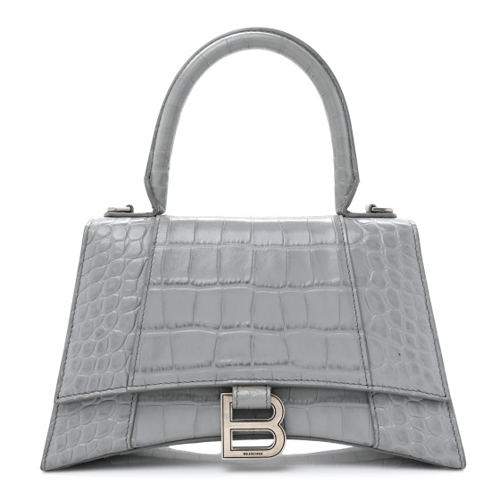 直営店☆BALENCIAGA☆ HOURGLASS トップハンドル Small バッグ Balenciaga Hourglass Small Crocodile-Embossed Top-Handle Bag