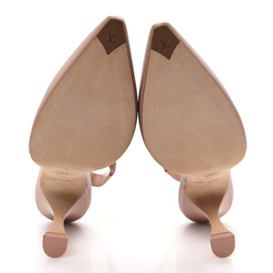 LOUIS VUITTON Calfskin Sparkle Slingback Pumps 36 Nude