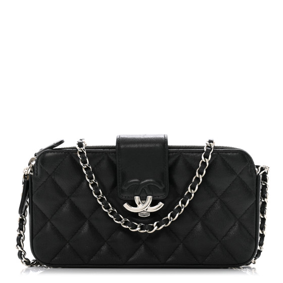 VINTAGE●CHANEL●シャネル ブラック CC クラッチバッグ 洗練されたブラック ミニサイズ 25C【CHANEL】チェーンクラッチ