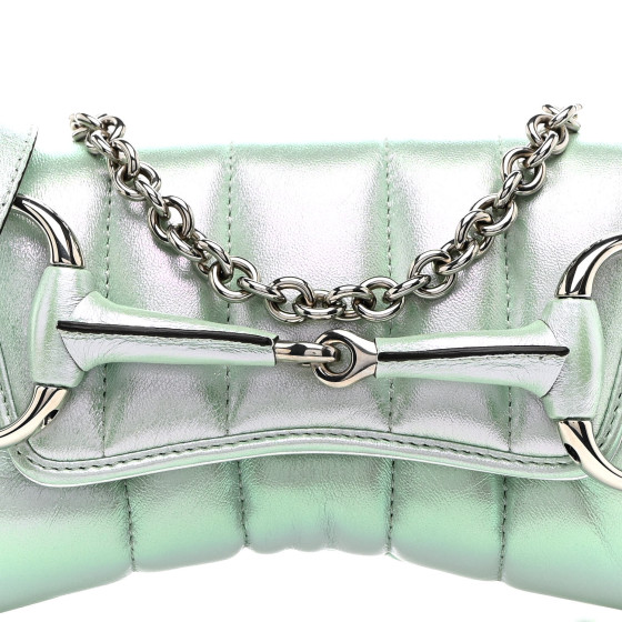 ショルダーバッグ・ポシェット Iridescent Green Horsebit Chain Medium Shoulder Bag Gucci Iridescent Green Horsebit Shoulder Bag - Runway Catalog
