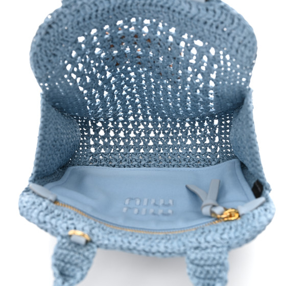 関税・送料込 MIU MIU Light blue crochet バッグ Miu Miu Wander Crochet Tote Bag in Blue | Lyst