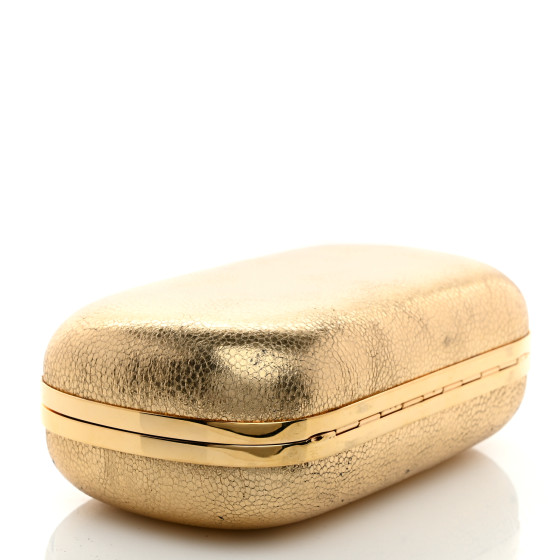 ALEXANDER MCQUEEN Metallic Nappa Skull Box Clutch Gold