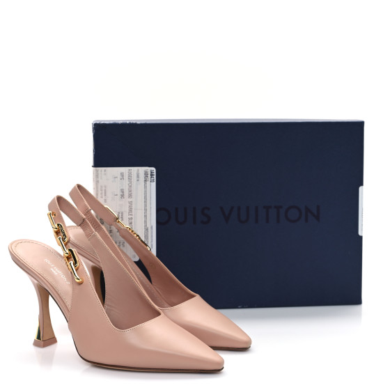 引っ越しSALE中‼️LOUIS VUITTONハイヒール Louis Vuitton LV Black Monogram Studded Slingback Heels