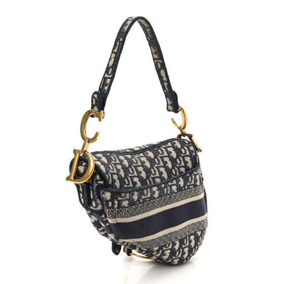 CHRISTIAN DIOR Oblique Embroidered Saddle Bag Blue 1669713