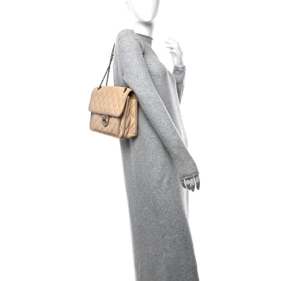 CHANEL Caviar Quilted Large French Riviera Flap Beige