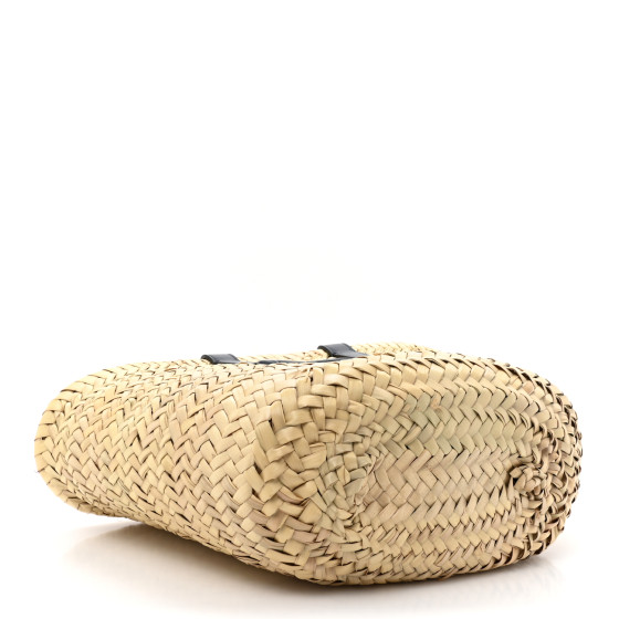 CELINE Raffia Calfskin Triomphe Nano Panier Navy Blue